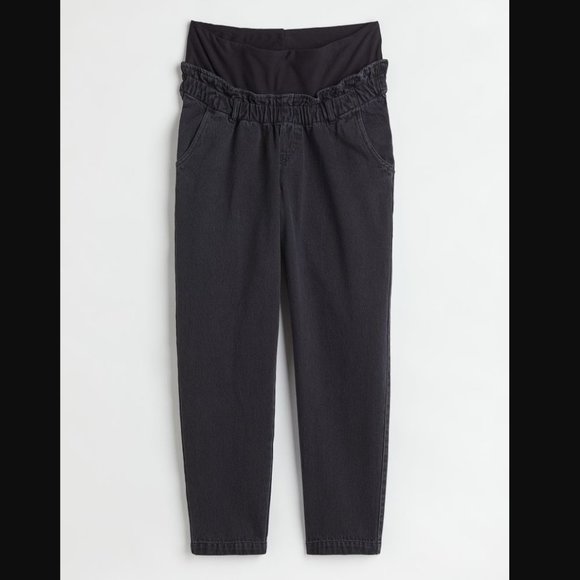 H&M MAMA PAPER-BAG JEANS IN SIZE M WASHED OUT BLACK - Picture 1 of 2